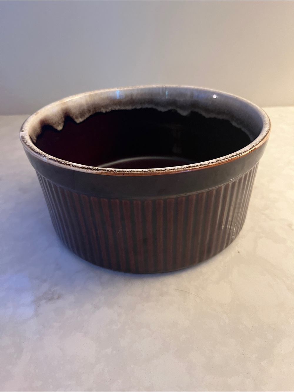 Vintage Pfaltzgraff Gourmet Brown Drip Glaze #408 Casserole/Souffle Dish 8.5"